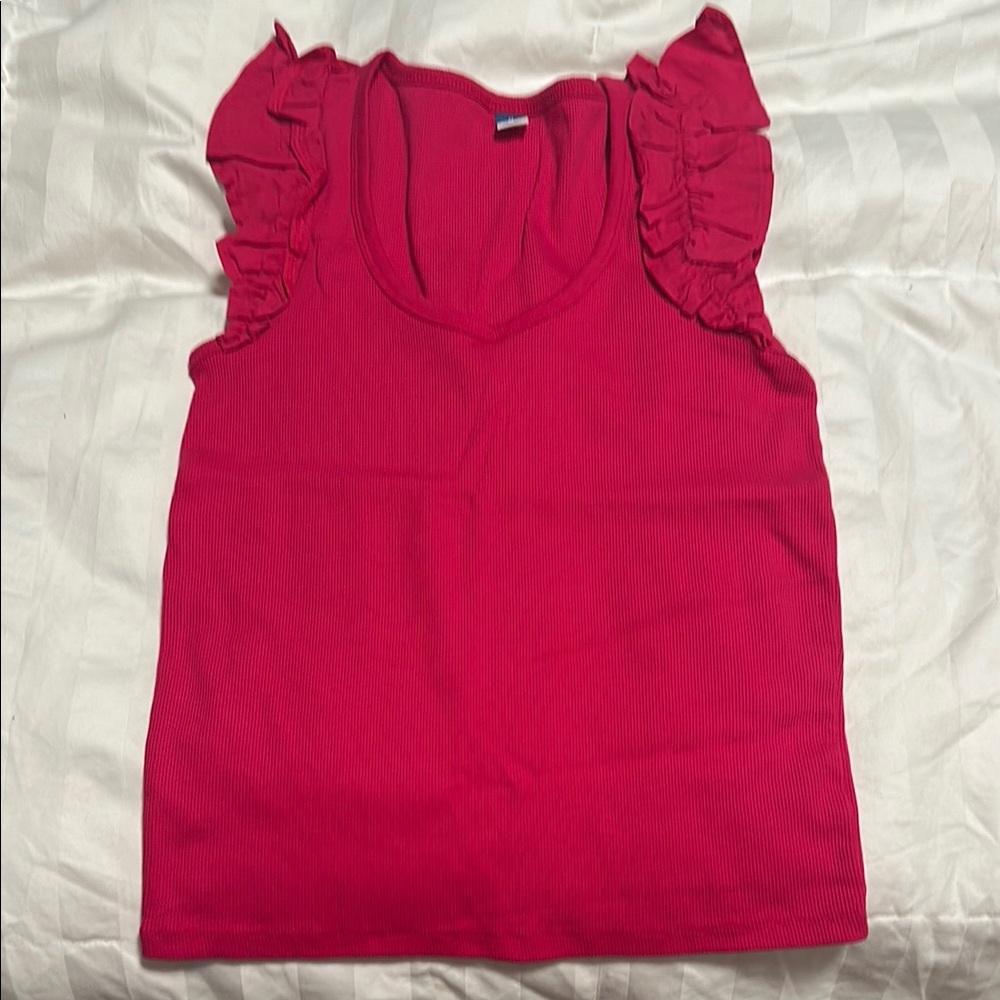 Red Ruffled Sleeveless Top
